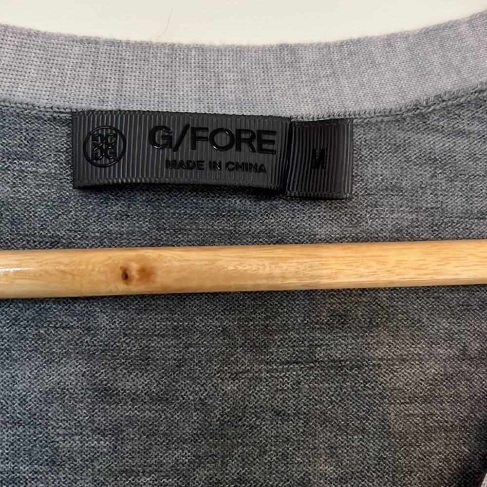 G/FORE Colour Blocked Gray Cardigan Wool Golf Sweater Medium - Picture 3 of 4